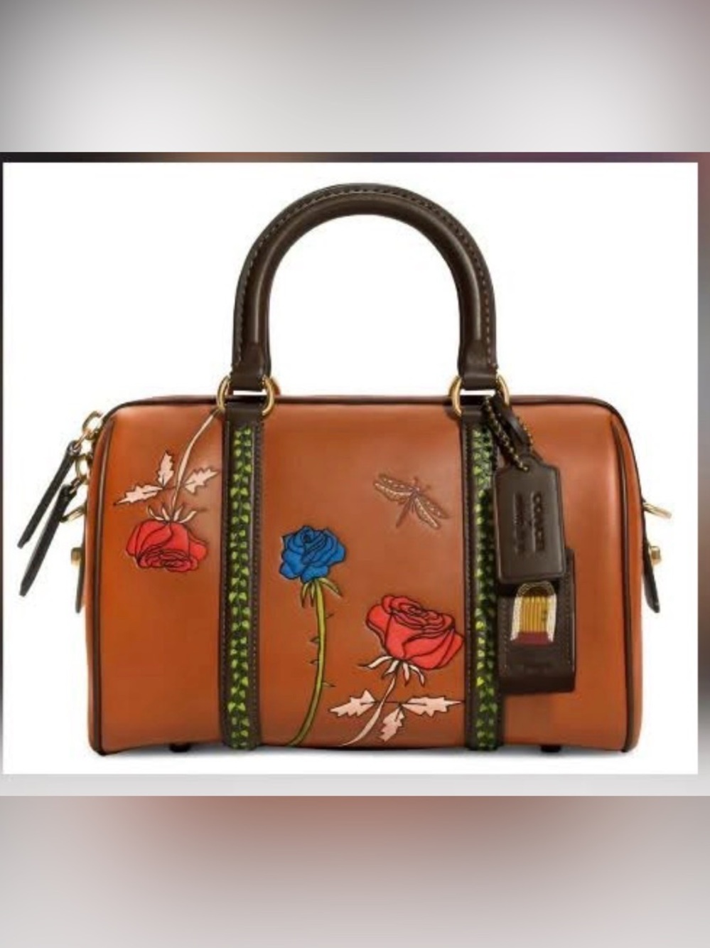 ISO THIS COACH x Observed by us Brown Floral Embroidered Leather Satchel